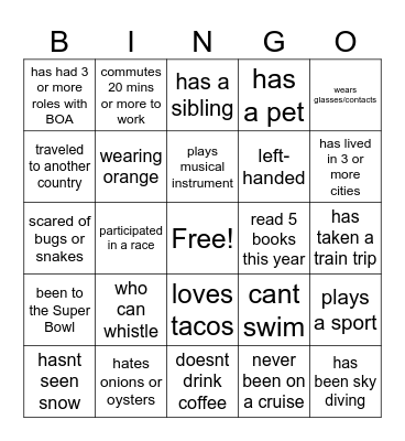 Team Engagement Bingo Card