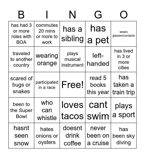 Team Engagement Bingo Card