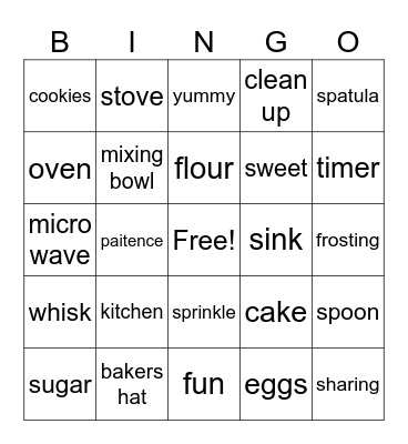 baking Bingo Card