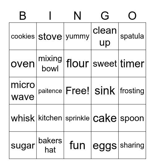 baking Bingo Card
