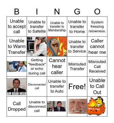 Phone System Issues Bingo Card