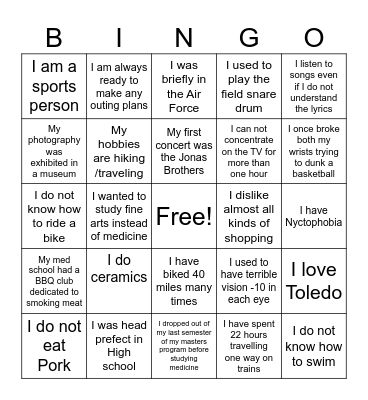 Diversity Bingo Card