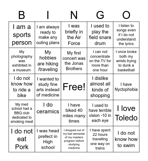 Diversity Bingo Card
