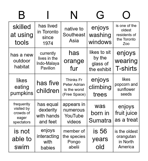 Norbertine Bingo v. 2.0 Bingo Card