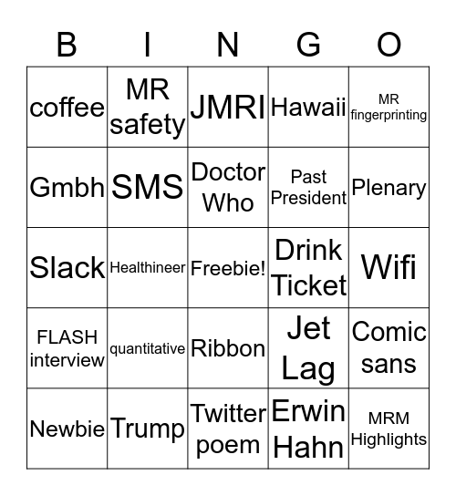 ISMRM 2016 Bingo Card