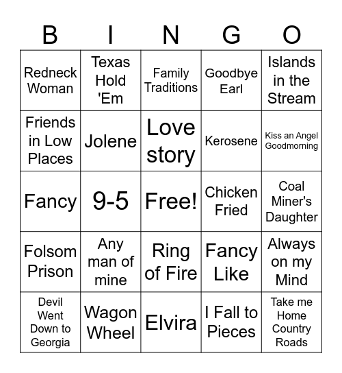 EVERYTHING COUNTRY Bingo Card