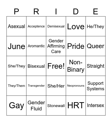 GSA Bingo! Bingo Card