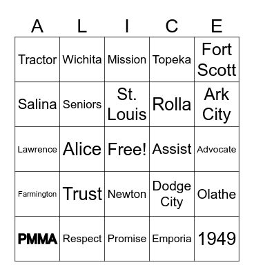 Founder's Day ALICE (BINGO) Bingo Card