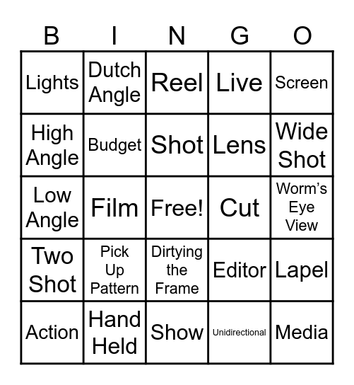 Digital Video Production Bingo Card
