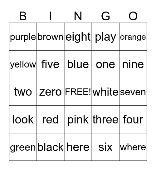 SIGHT WORDS Bingo Card