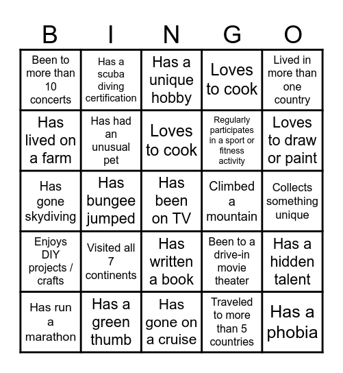 HEOR Human Bingo Card