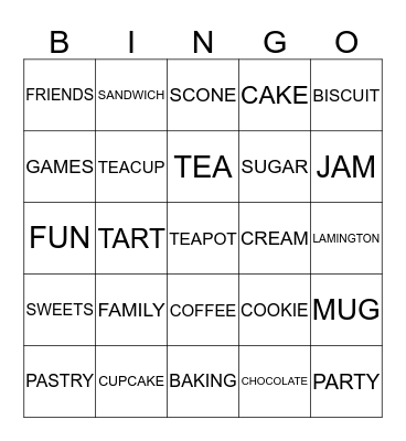 AFTERNOON TEA Bingo Card