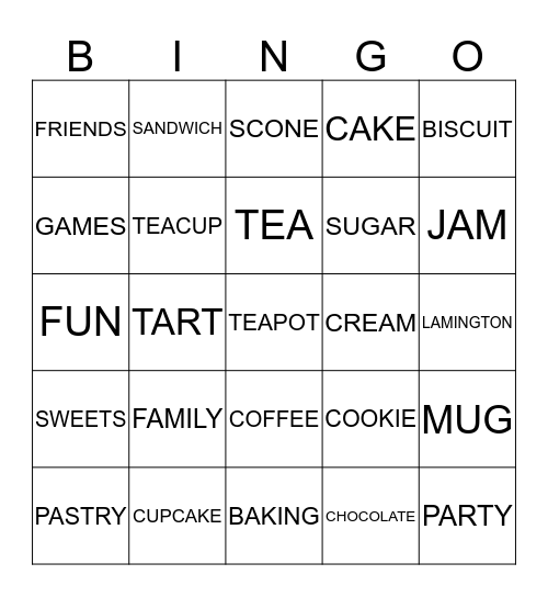 AFTERNOON TEA Bingo Card