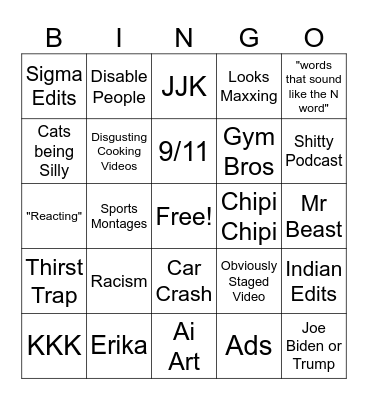 Instagram Reels Bingo Card