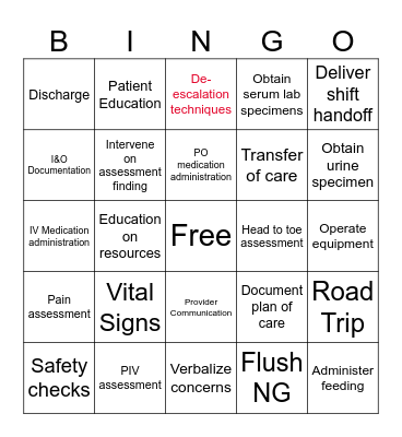 Preceptor Bingo Card