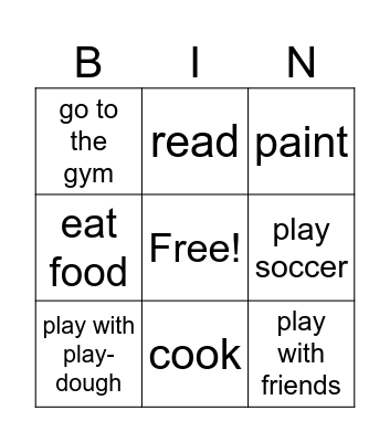 I like to... Bingo Card