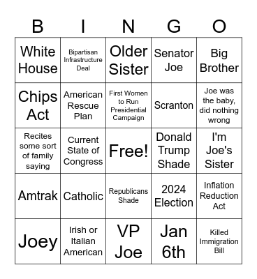 Biden School Bingo Card