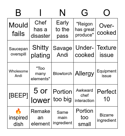 GBM S/F Bingo Card