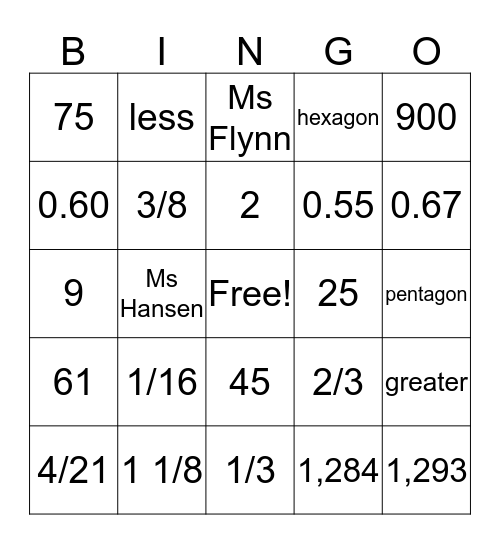 May 12, 2016 Bingo Card