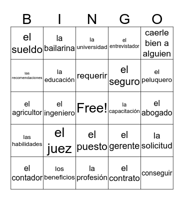En Español II U6E1 and U6E2 Bingo Card