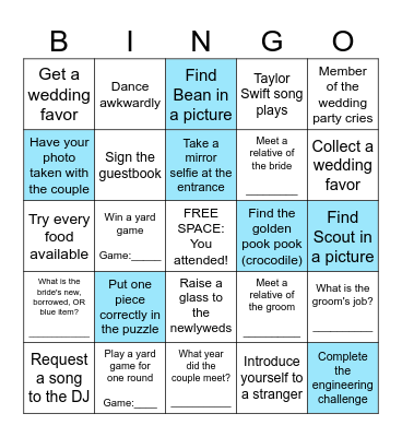 Wicker-Staalsen Wedding Bingo Card