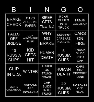 PEOPLE CAN'T DRIVE Bingo Card