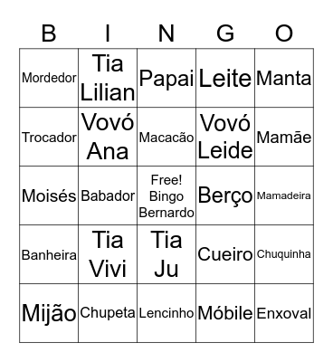 Bingo do Bernardo Bingo Card