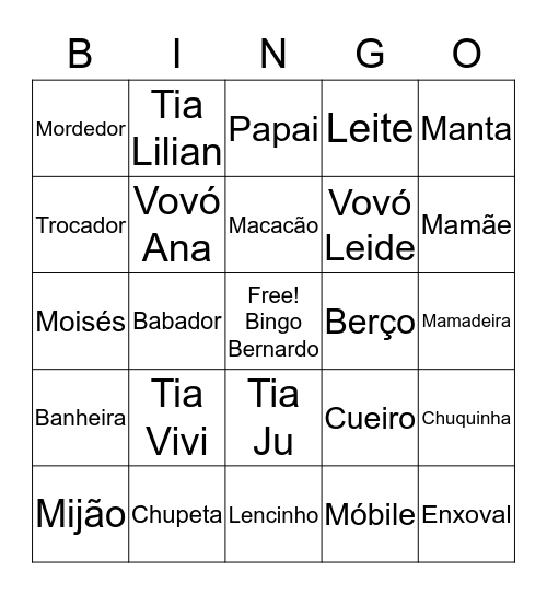 Bingo do Bernardo Bingo Card
