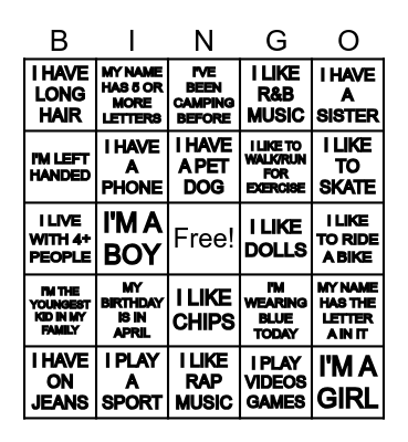 FIND SOMEONE WHO? Bingo Card