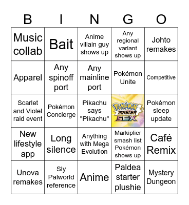 Pokémon Presents February 2024 Bingo Card