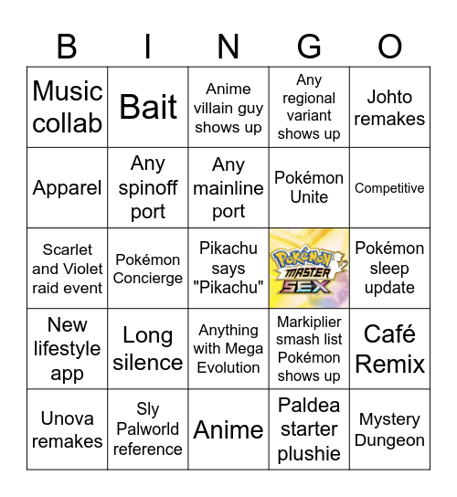 Pokémon Presents February 2024 Bingo Card