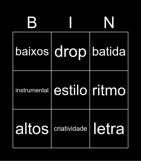 Musica Bingo Card