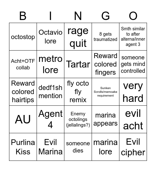 Side order Bingo Card