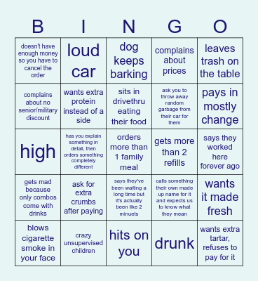 customer bingo Card