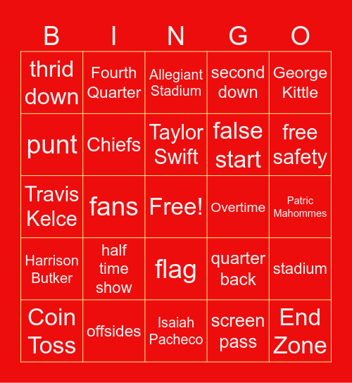FOOTBALL BINGO TEAM EVENT Bingo Card