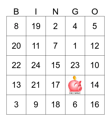 KIDS BANK SAVINGS TRIVIA BINGO Card