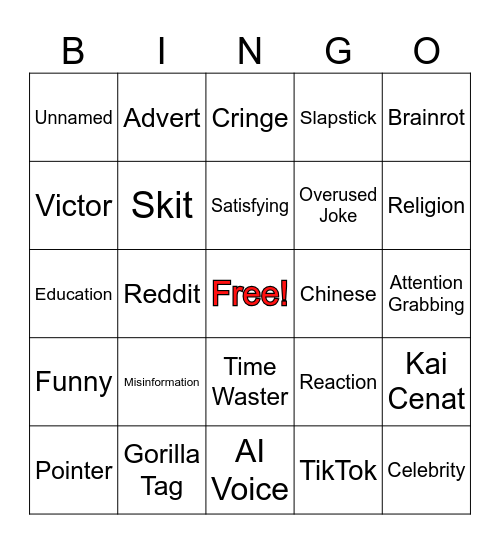 YouTube Shorts Bingo! Bingo Card