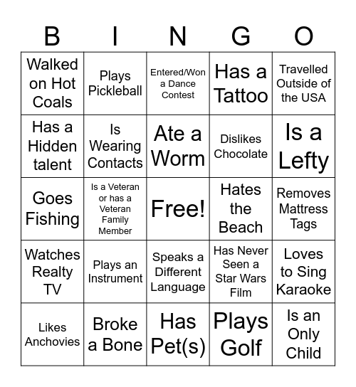 ASMC Staff Bingo Card
