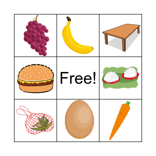 FOOD Bingo Card