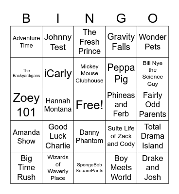 TV Theme Show Songs Bingo Card