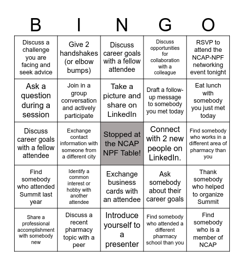 Networking BINGO Card