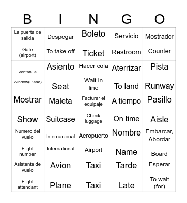 Lotería El Avion Bingo Card