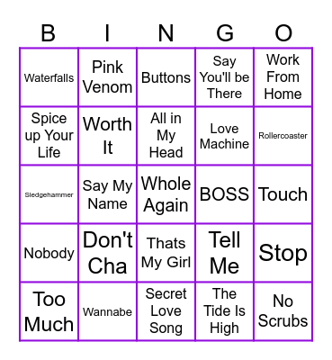 GIRLBAND MUSIC BINGO Card