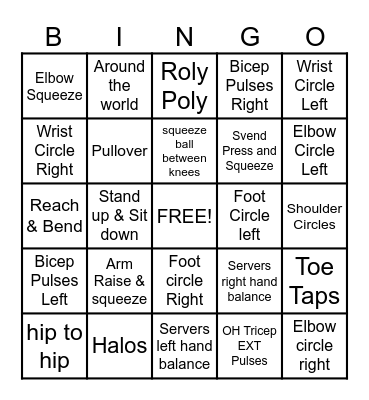 Chair Fitness Bingo with Ball Bingo Card