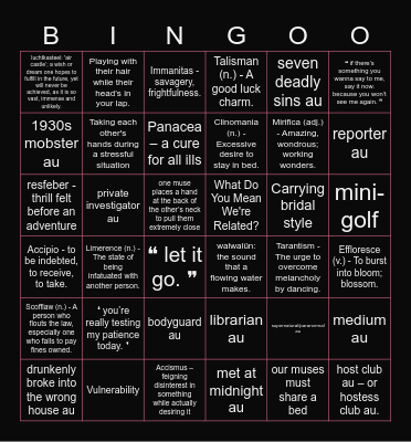Skylar's 2024 Fic Server Bingo Card