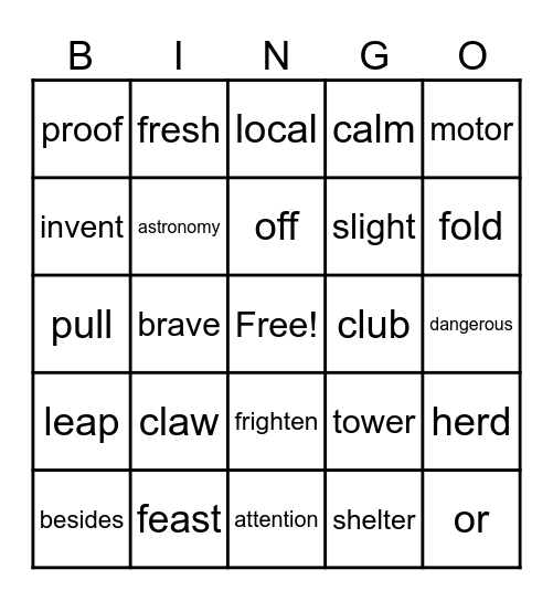 Sight Bingo Card