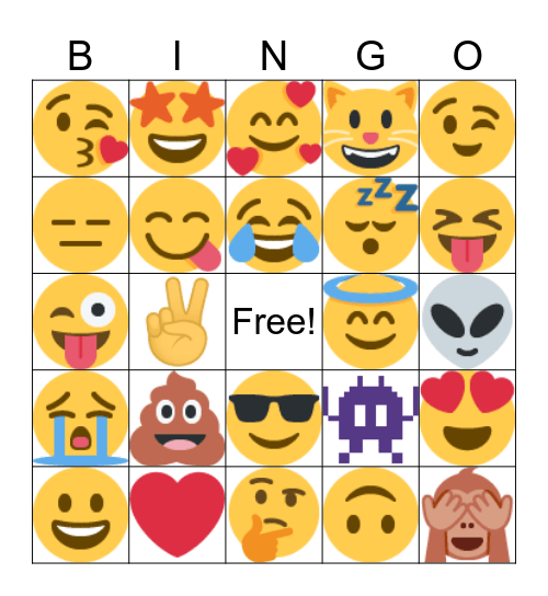 EMOJI Bingo Card