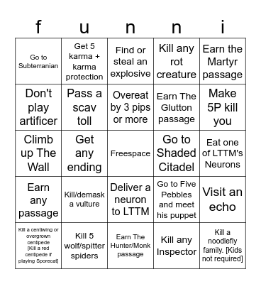 Funny bingoe Bingo Card