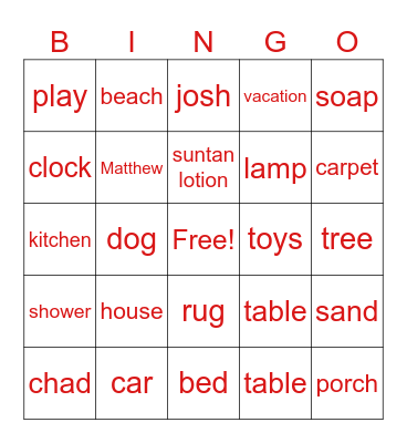 Profile Bingo Card