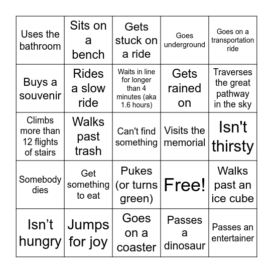 RCT2 BDAY BINGO Card